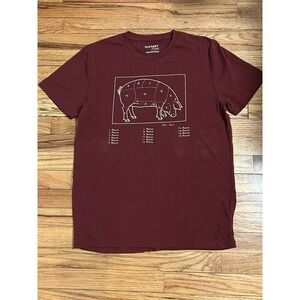 Bacon Diagram T Shirt Mens Size M Maroon Pig Hog Butcher Old Navy